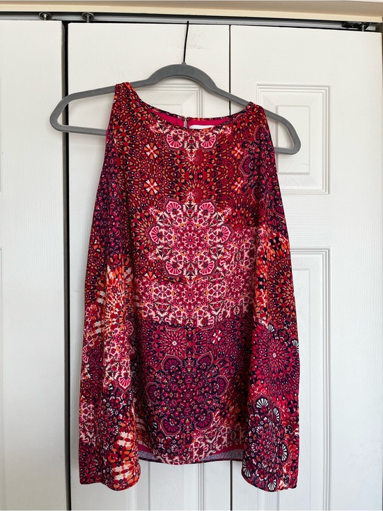 Adrienne Vittadini Tops - Women's Red Patterned Sleeveless Top